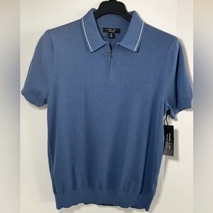 Mark Law Short Sleeve Full Fashion 100% Cotton 1/4 zip Knit Polo Sweater